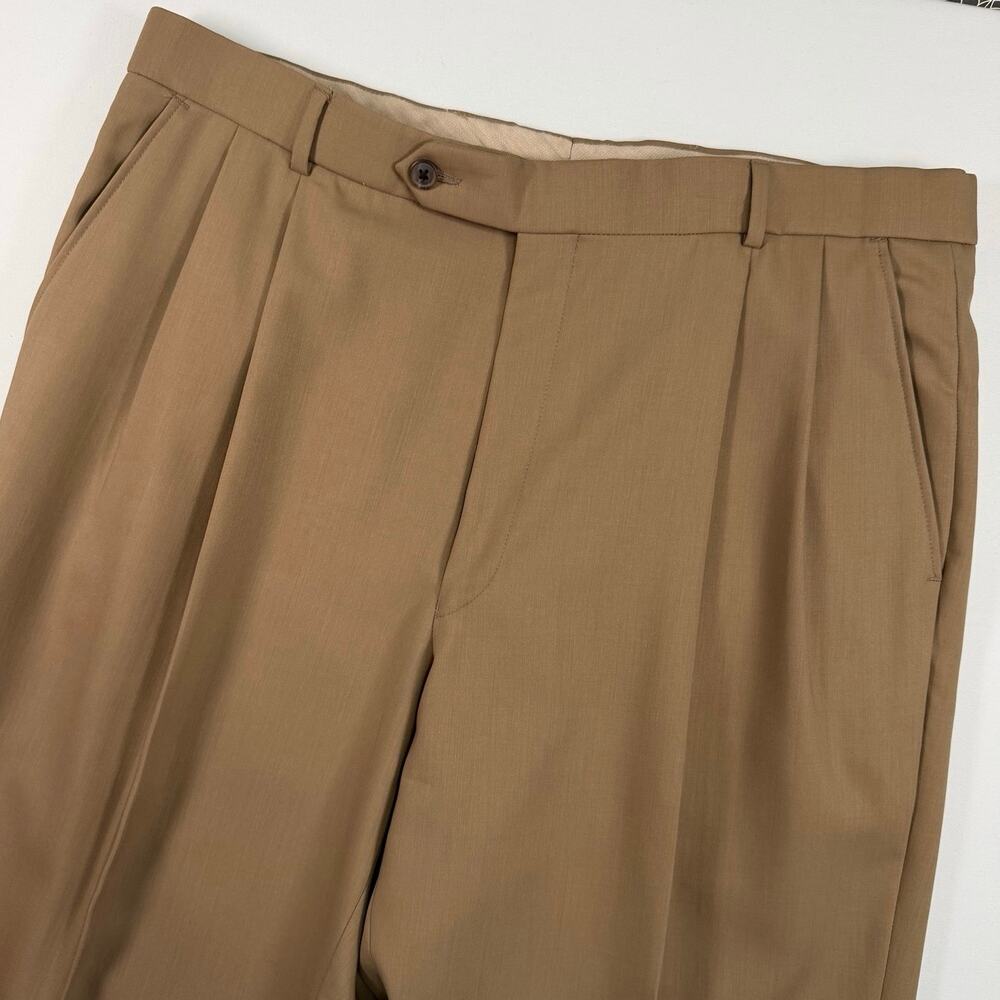 Ballin Men’s 38 Wool Dress Pants Tan Comfort Eze Super 120’s Career Slacks EUC